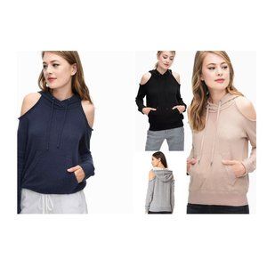 NWT Splendid Cold Shoulder Hoodie Blue Pink Gray Black Pink Size XS M L $100